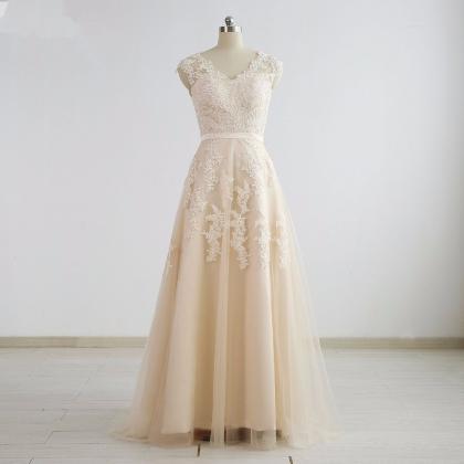 Champagne Wedding Dresses Long Bridal Gowns
