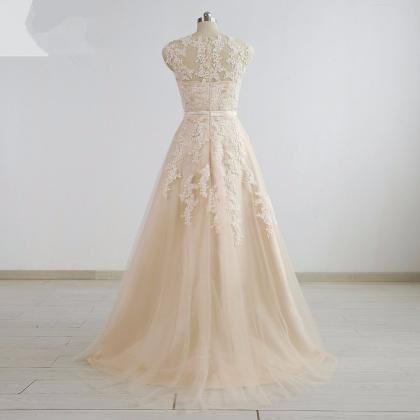 Champagne Wedding Dresses Long Bridal Gowns