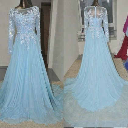 Blue Formal Occasion Dresses With Beads Long..