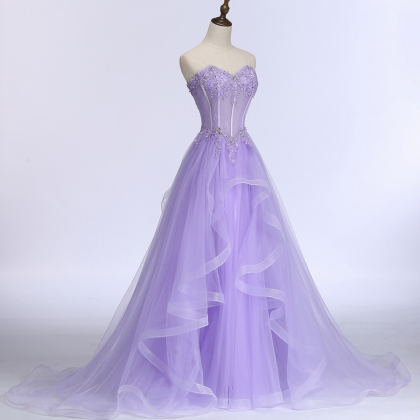 Sleeveless Lavender Prom Dresses Formal Occasion..