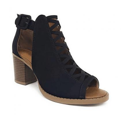 lace up block heels closed toe
