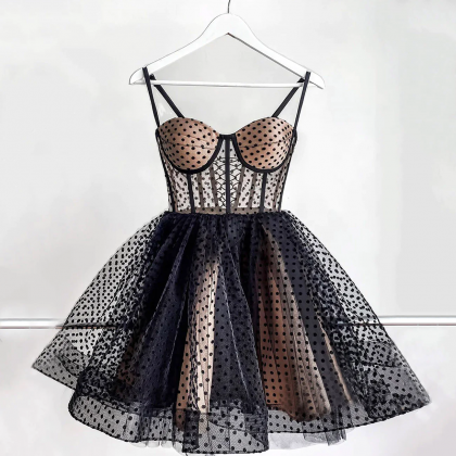 Champagne/black Short Hoco Party Dress