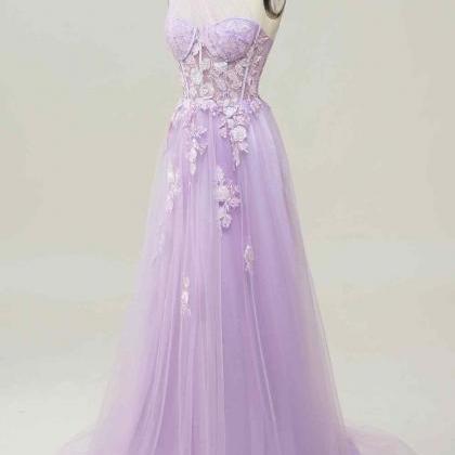 Lilac One Shoulder Long Pageant Dress Floor Length..