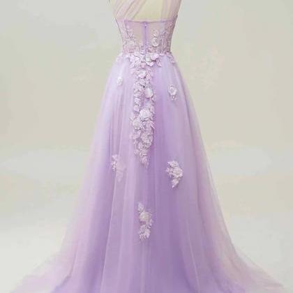 Lilac One Shoulder Long Pageant Dress Floor Length..