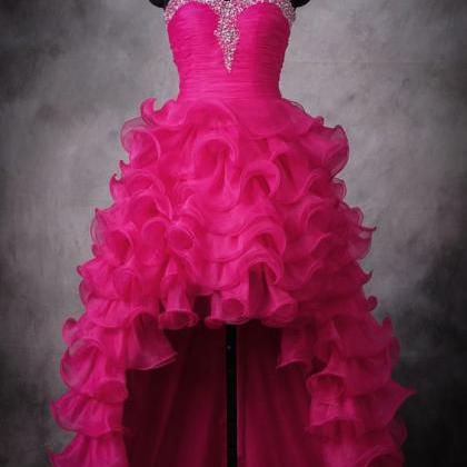 Ruffled High Low Pageant Dress