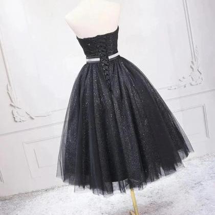 Sweetheart Glitter Black Short Party Dress