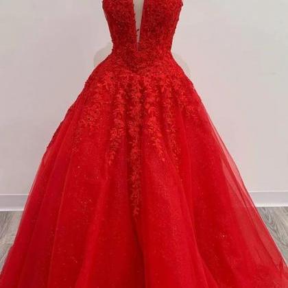 Red Long Prom Dress With Open Back