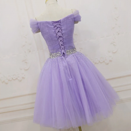 Off Shoulder Lavender Short Party Dress