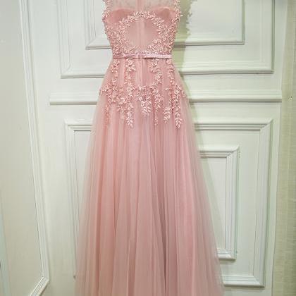 Sheer Bodice Long Evening Dress With Pearls Lace