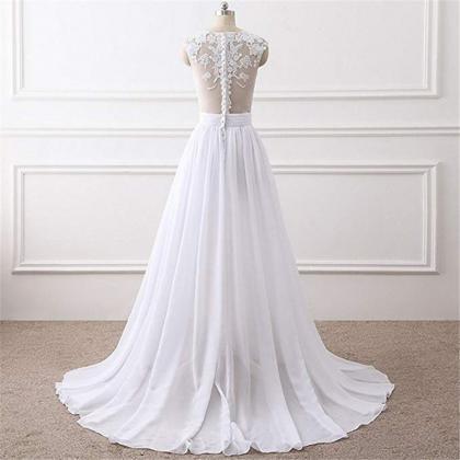 Designer Chiffon Country Wedding Dress With Slit