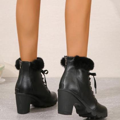 Chunky Heel Black Ankle Boots