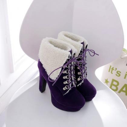 Purple Platform Winter Ankle Boots