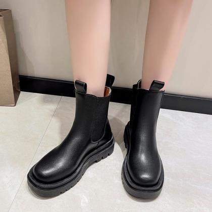 Black Flat Ankle Boots