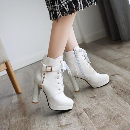 White Platform Ankle Boots Winter