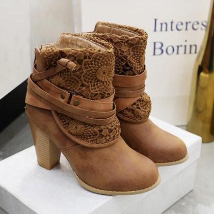 Brown Ankle Booties Shoes