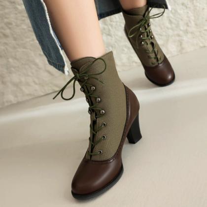 Women's Fashion Lace Up Chunky Ankle..