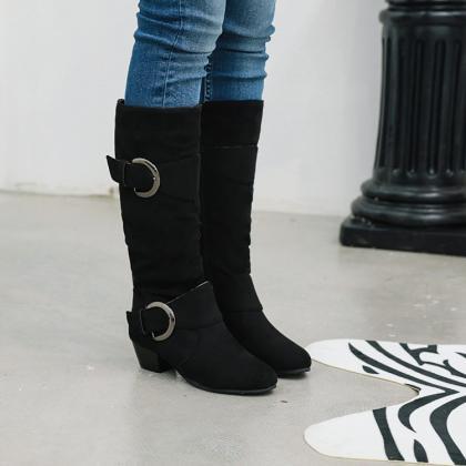 Women Elegant Block Heels High Boots