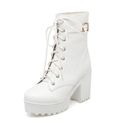 Classic Lace Up Front Platform Martin Boots For..