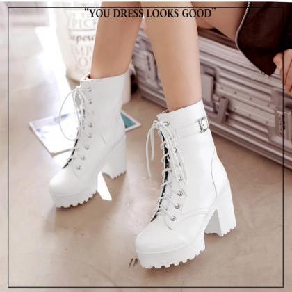 Classic Lace Up Front Platform Martin Boots For..