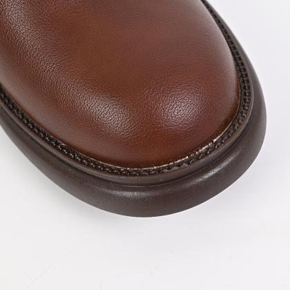 Tan Leather-look Women Winter Chelsea Boots
