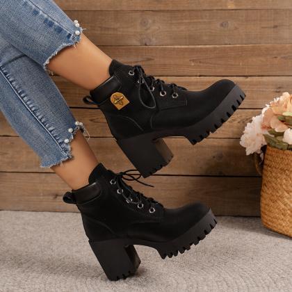 Cleated Platform Ankle Boots For Women