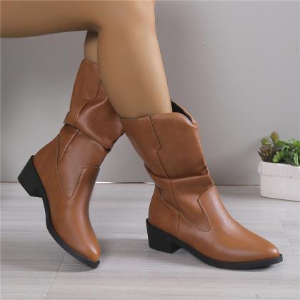 Slouchy Wide Fit Mid Calf Boots