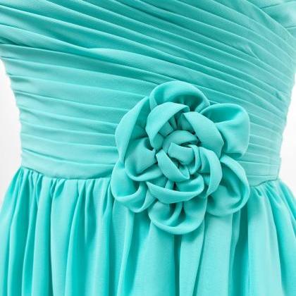 Sleeveless Turquoise Short Chiffon Party Dress..