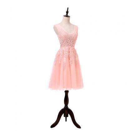 V Neck Short Pink Hoco Party Dress