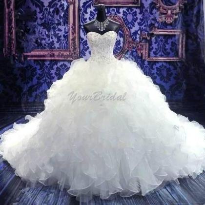 Luxurious Fluffy Tiered Sweetheart Ball Gown..