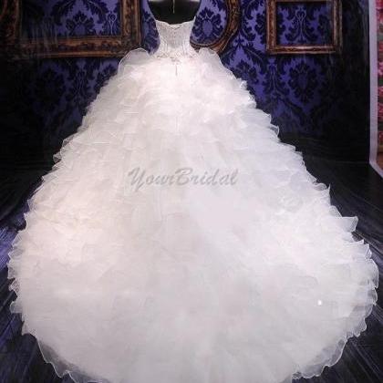 Luxurious Fluffy Tiered Sweetheart Ball Gown..