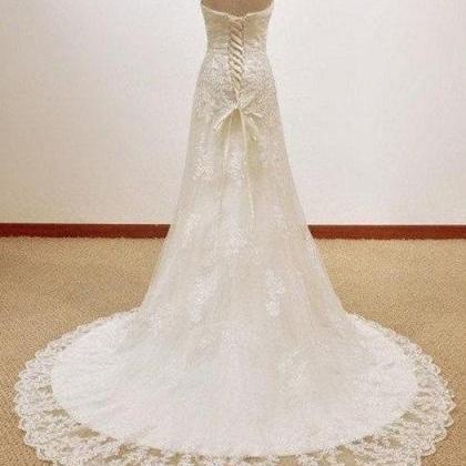 Scalloped Edge Trumpet Lace Wedding Dress Bridal..