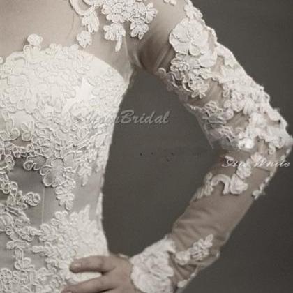 Custom Size Made Long Sleeves Tulle And Lace..