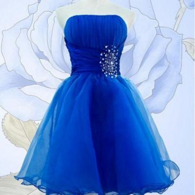 Strapless Royal Blue Birthday Hoco Party Dress Homecoming