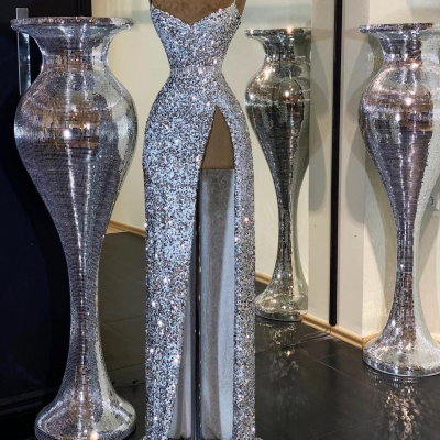 Silver Sequin Prom Dress Long Evening Gowns