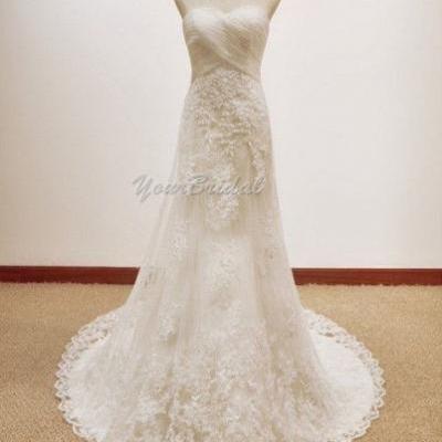 Custom Size Made Scalloped Edge Trumpet Lace Wedding Dress Bridal Dress Wedding Gown 