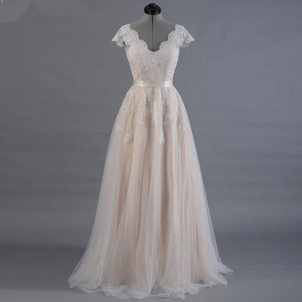 Cap Sleeves Long Wedding Dresses For Brides Spring Bridal Gowns Custom