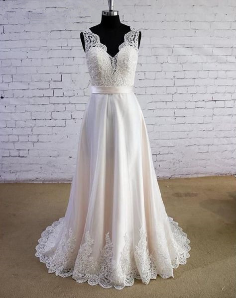 Sleeveless V Neck Ivory Wedding Dresses For Brides Bridal Gowns Plus Size