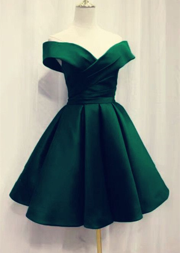 Off The Shoulder Emerald Green Short Homecoming Party Dress
