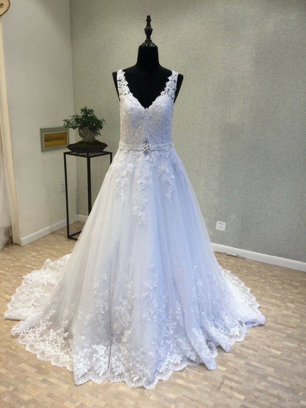 V Neck Bridal Dress Custom