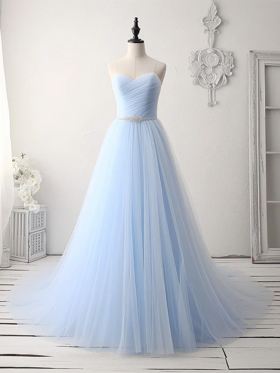 Sweetheart Neckline Light Blue Formal Occasion Dress Evening Gown