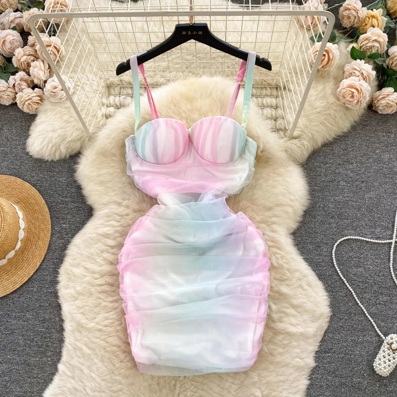 pastel tie dye bodycon dress Tie-dye With Adjustable Straps Size:14-16/1X With its impeccable design vendor-Danarys New York Buy Roman Pink Floral