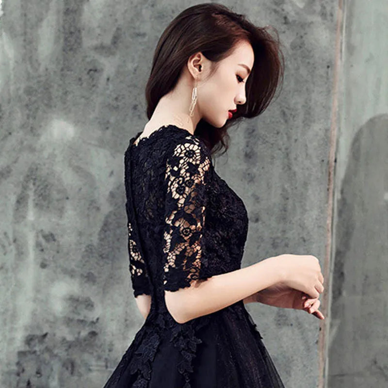 black bell sleeve maxi dress Womens Lace Long Cuff One Sleeve Black Dress Size:Size 8 Web Collection: Dark feminine