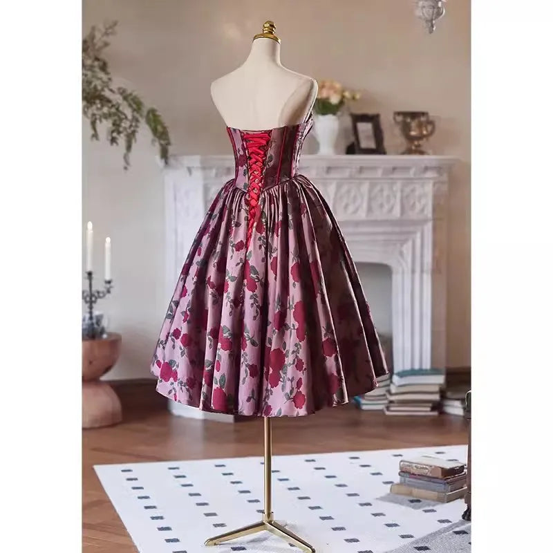 Vintage Floral Corset Dress With Rose Pattern on Luulla