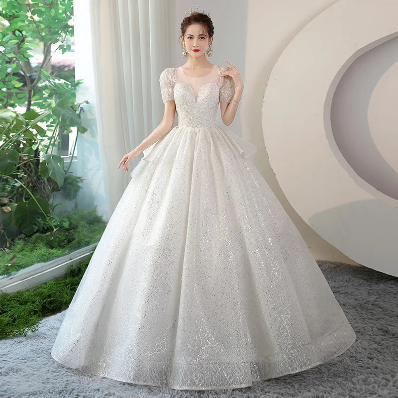 Wedding Dresses 2025 Lace Bridal Gown With Beaded Tulle Skirt