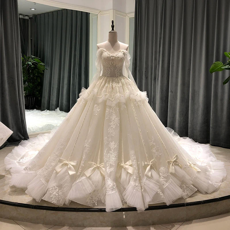 Lace Bridal Gown With Bow Detail Train on Luulla