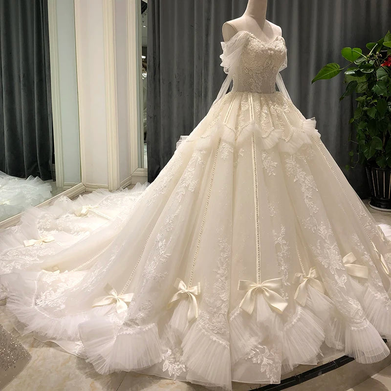 Lace Bridal Gown With Bow Detail Train on Luulla