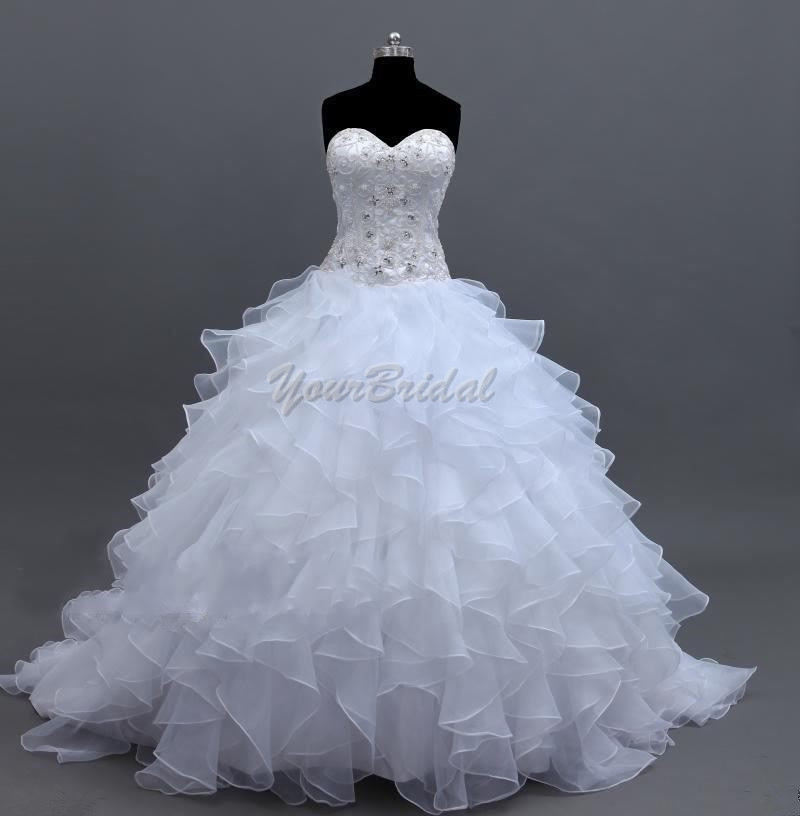 Fluffy Tiered Ball Gown Wedding Dress Bridal Dress Wedding Gown With Rich Ruffles