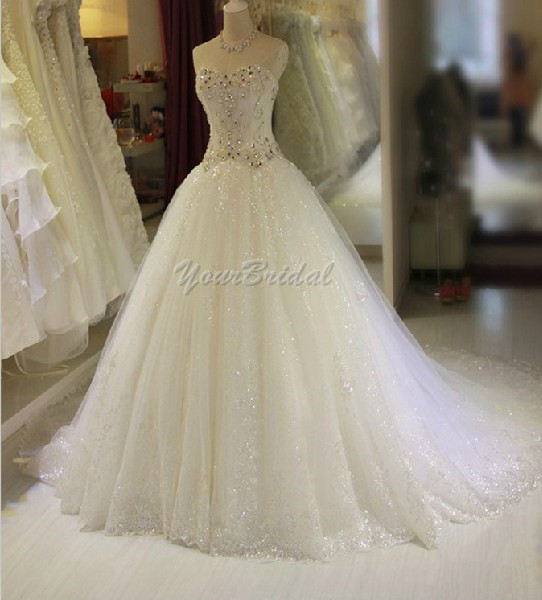 Shinning Sequined And Beaded Sweetheart Wedding Dress Bridal Dress Wedding Gown