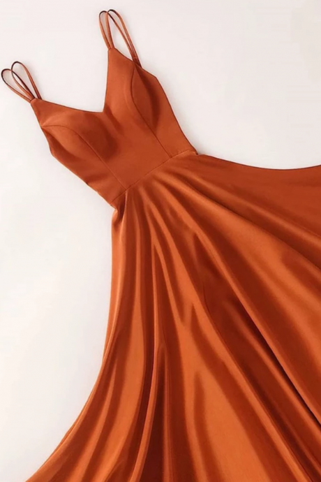 Burnt Orange Maxi Dress Long Evening Gowns 