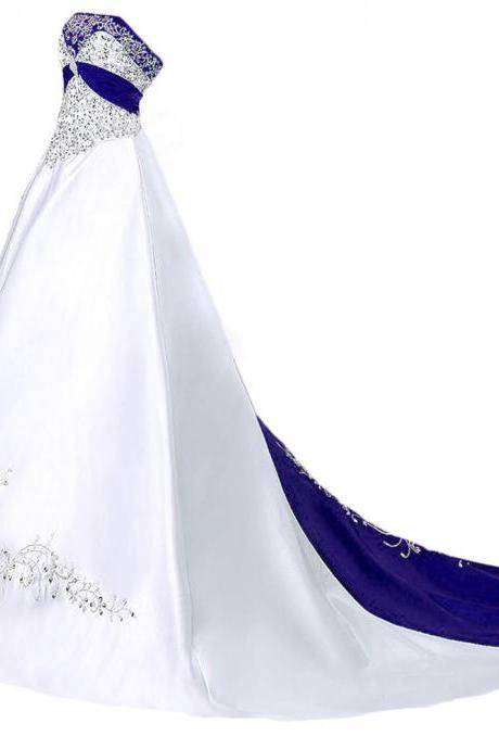 Strapless Embroidered Wedding Dresses Custom Made